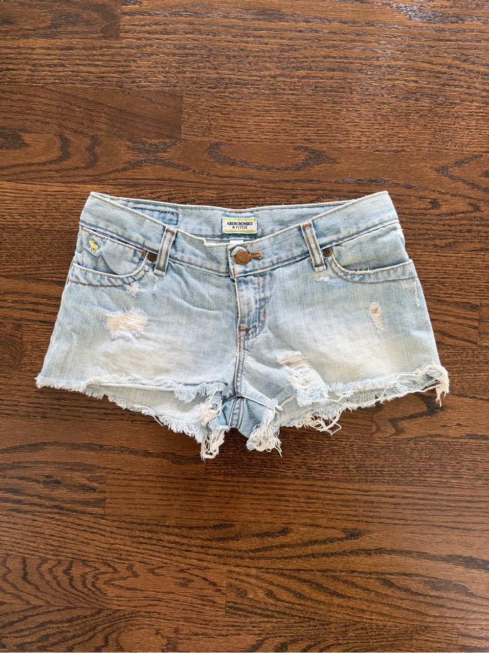 Vintage Abercrombie & Fitch Light Wash Distressed Denim Cutoff Shorts